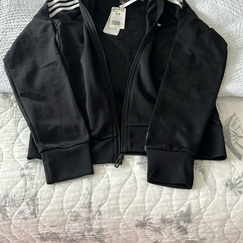 Adidas Black Bomber Jacket with Stand-Up Collar